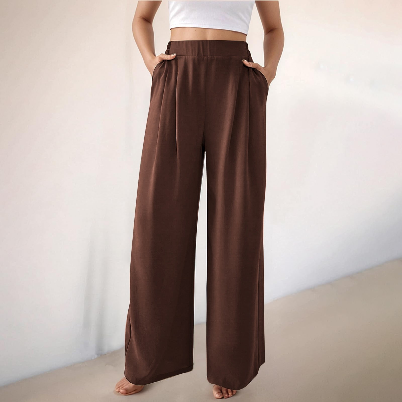 Brown Flex Cotton Tapered Casual Pant for Women