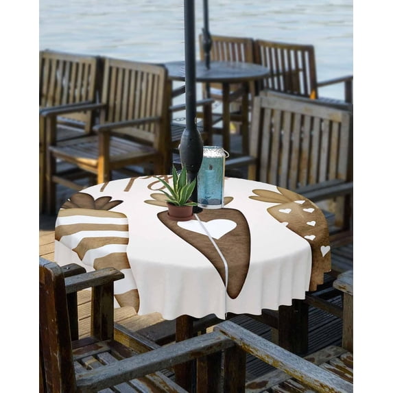 Brown Carrot Easter Outdoor Tablecloth - 60x60 Inch Square Dining Table Cover, Happy Easter Spring Waterproof Outdoor Table Cloth with Umbrella Hole & Zipper for Picnic/Patio/Party