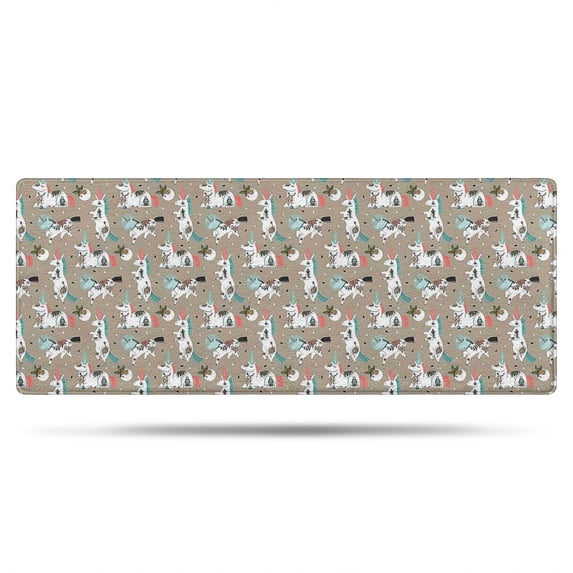 Brown Cartoon Unicorn Pattern Bathroom Rugs Mat,Non Slip Microfiber Bathroom Rug,Rubber Backing,Soft Bathroom Mats for Bathroom Floor,Tub and Shower,60x24in(150x60cm)
