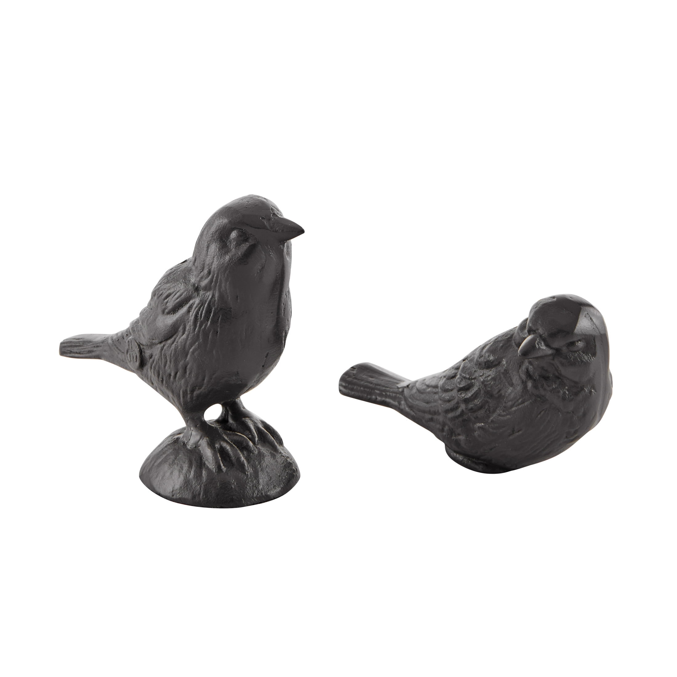 Brown Cast Iron Set of 2 Bird Sculptures Tabletop Desk Ornaments or