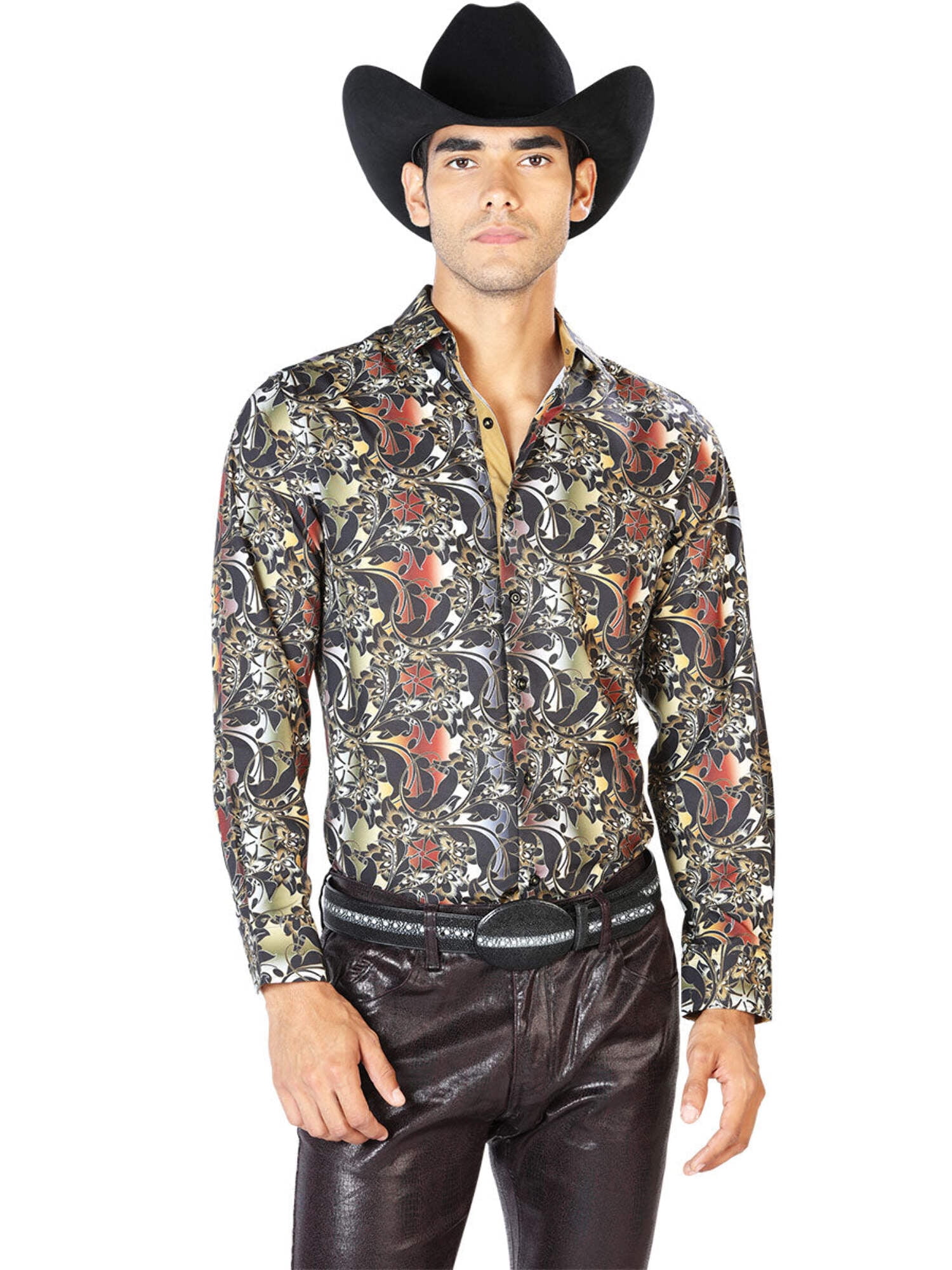 Casual Long-Sleeve Shirt by El General Black/White 44423