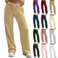 thumbnail image 1 of Brown Casual Pants Women's Wide Leg Inside Drawstring Loose Sweatpants with Casual Loose Fit Fashion, 1 of 6