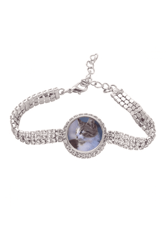 Brown Cat Animal Profile Stare Tennis Chain Anklet Bracelet Diamond Jewelry