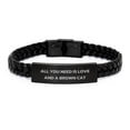 thumbnail image 1 of Brown Cat Lover's Gift, Interlaced Leather Bracelet for Men Women Friends Family, 'All You Need Is Love And A Brown Cat', Birthday Unique Gifts from Men to Women, 1 of 6