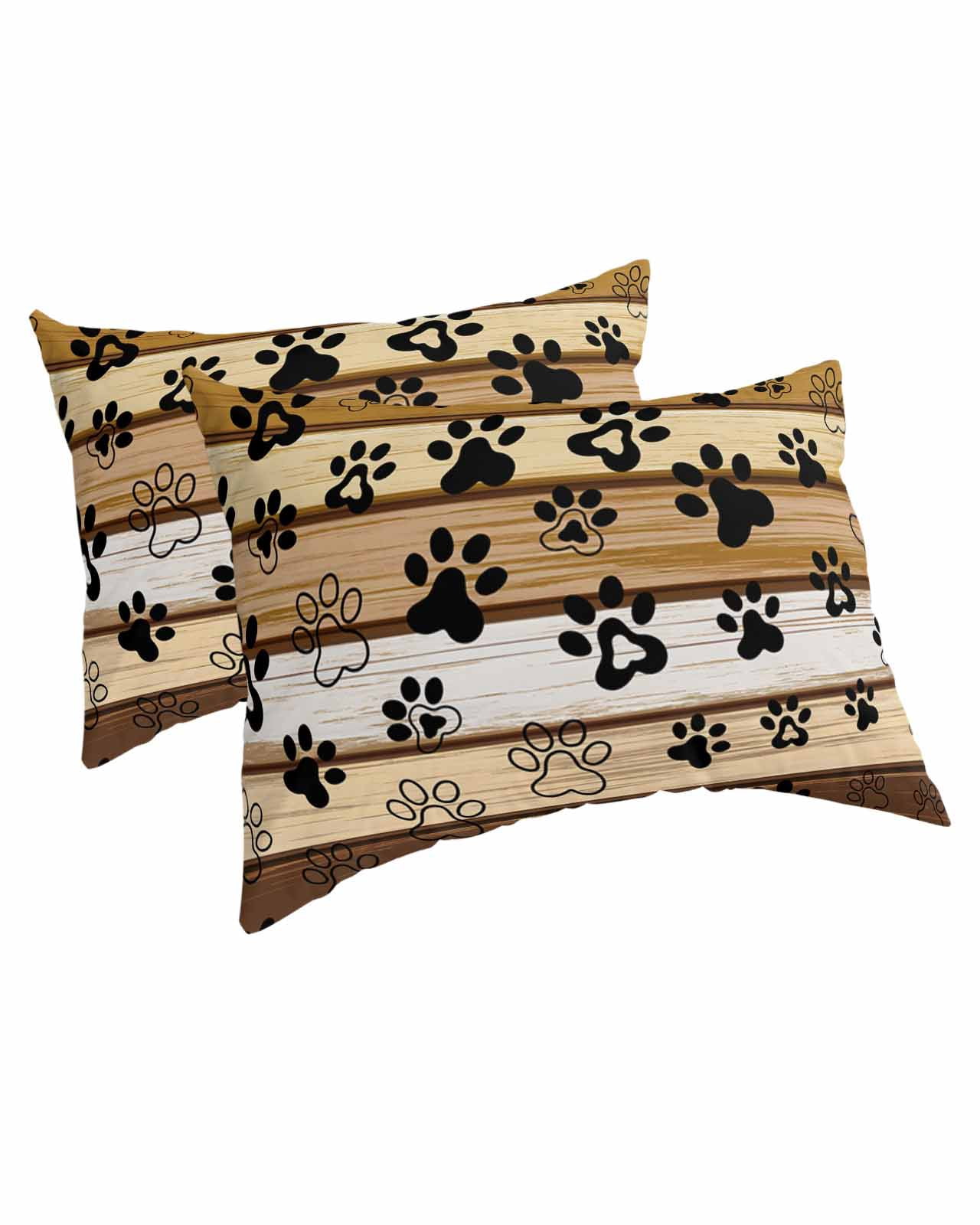 Brown Cat Paw Print Pillow Covers Queen Size 2 Pack, Vintage Farmhouse ...