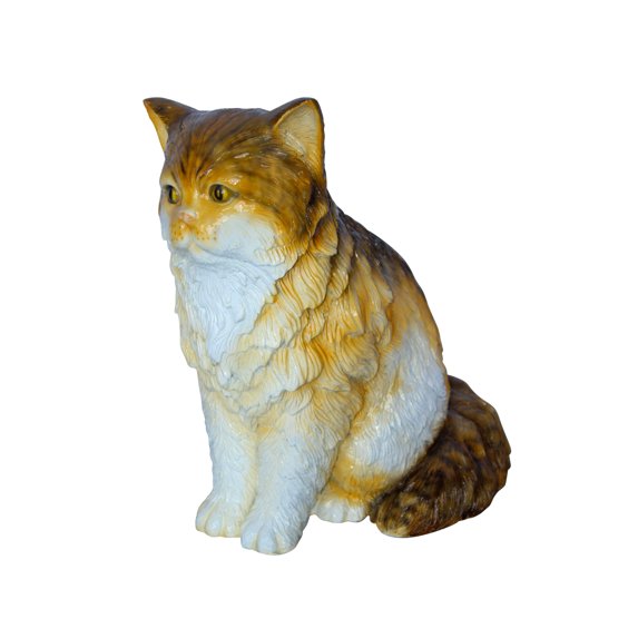 Nifao Brown Cat Sitting Bronze Statue, Charming for Cat Lovers – Home Decor Sculpture, 12"L x 10"W x 14"H