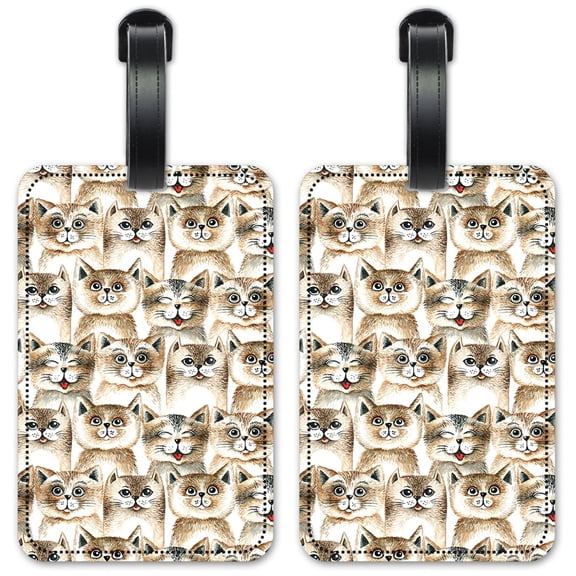 Brown Cat Toss - Luggage ID Tags / Suitcase Identification Cards - Set of 2
