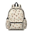 thumbnail image 1 of Brown Cat and Heart Beige Pattern Cute School Backpack with Padded Back and Adjustable Shoulder Straps 13.4"x11"x4.7", 1 of 5