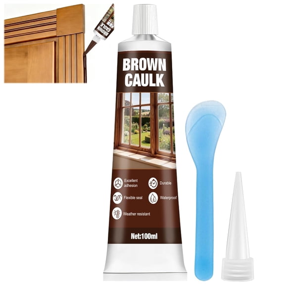 Brown Caulk, Brown Caulking for Wood Flooring Waterproof Excellent Sealing Ability for Doors Windows Walls Furniture, 100g$$Electronics Accessories