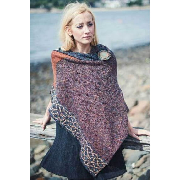 Brown Celtic Shawl For Women Made By Knitted In Edinburgh
