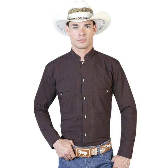 Men's Coffee Print Long Sleeve Western Shirt 'El Señor de los Cielos' 124911