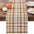 thumbnail image 1 of Brown Checked Table Runner - 120 Inch Long Watercolor Coffee Buffalo Plaid Cotton and Linen Blended Dress Scarves Farmhouse Table Runner for Kitchen Dining, Coffee Table, 13" x 120", 1 of 8