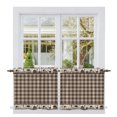 thumbnail image 1 of Brown Checked Tier Curtains 24 Inch Length, Country Barn Star Farmhouse Cafe Short Curtains for Bathroom Over Sink, Small Kitchen Curtain Light Filtering Tiered Drapes 2 Panels 27.5"Wx24"L, 1 of 9