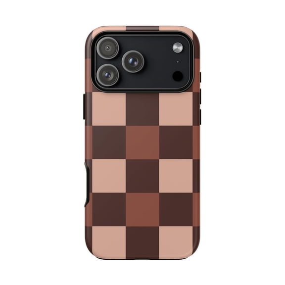 Brown Checker Retro Aesthetic Case for iPhone 11 12 13 14 15 16 17 Pro Max Plus