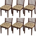 thumbnail image 1 of Brown Checker Sunflower Pattern Seat Covers for Dining Room Chairs Set Of 4,Stretch Printed Washable Chair Seat Cover with Elastic Ties and Button,Removable Waterproof Couch Cushion Covers, 1 of 6