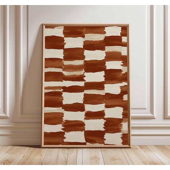 Brown Checkerboard Pattern Poster, Unframed Paper Poster 16x20in