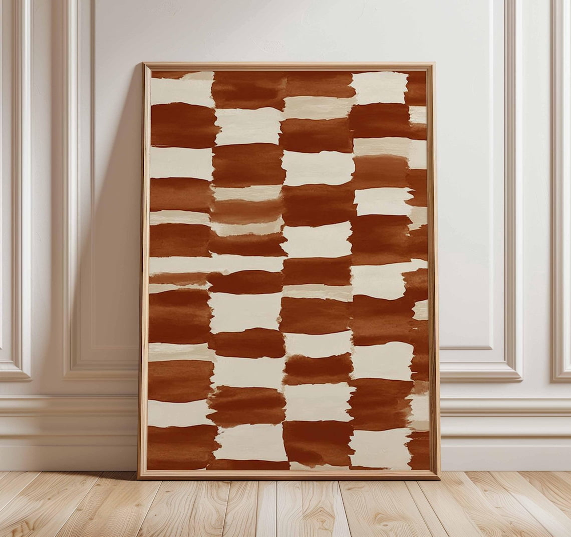 Brown Checkerboard Pattern Poster, Unframed Paper Poster 24x36in ...