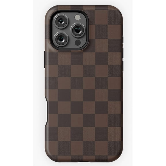 Brown Checkerboard Retro Pattern Aesthetic Grid H2073 Durable Unisex iPhone Case for iPhone 17/16/15/14/13/12/11 Pro Max