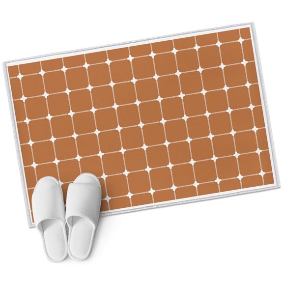 Brown Checkered Bathroom Rug Washable 2x3 Entryway Rug Non Slip Farmhouse Modern Minimalist Line Grid Points Front Door Mat Low Pile Indoor Doormat Throw Floor Carpet for Kitchen Bedroom Entrance