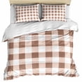thumbnail image 1 of Brown Checkered Bedding 3 Piece Duvet Cover Set Queen Size, Farmhouse Buffalo Plaid Soft Microfiber Comforter Cover with Zipper Closure & Pillowcases, Wrinkle & FadeResistant Quilt Cover, 1 of 9