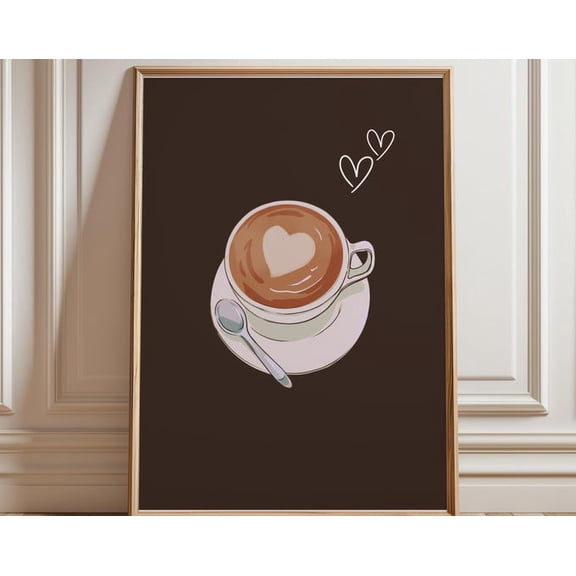Brown Checkered Coffee Latte Wall Art Print