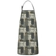 thumbnail image 1 of Brown Checkered Geometric and Floral Apron-Garden Aprons for Women with Pockets-Cotton Linen Waterproof Kitchen Cooking Gardening Aprons Adjustable for Kitchen,Cooking,BBQ and Salon 33x27 Inch, 1 of 7