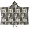 thumbnail image 1 of Brown Checkered Geometric and Floral Pattern Hooded Bath Towel，60"x35" for Ages 3 To 12 Kids, Quick Dry Lightweight Soft Microfiber Hood Beach Towel Cover Up for Kids, 1 of 7