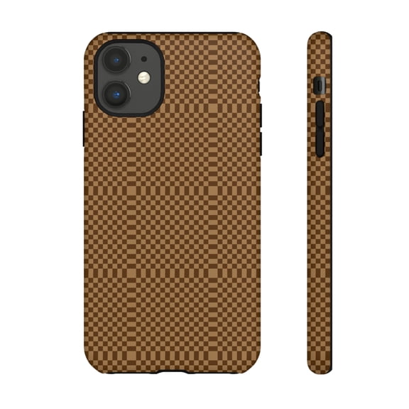 Brown Checkered Shape Tough iPhone 15 Case-iPhone 14-iPhone Case-iPhone