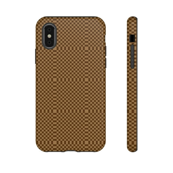 Brown Checkered Shape Tough iPhone 15 Case-iPhone 14-iPhone Case-iPhone