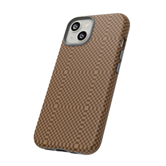 Brown Checkered Shape Tough iPhone 15 Case-iPhone 14-iPhone Case-iPhone