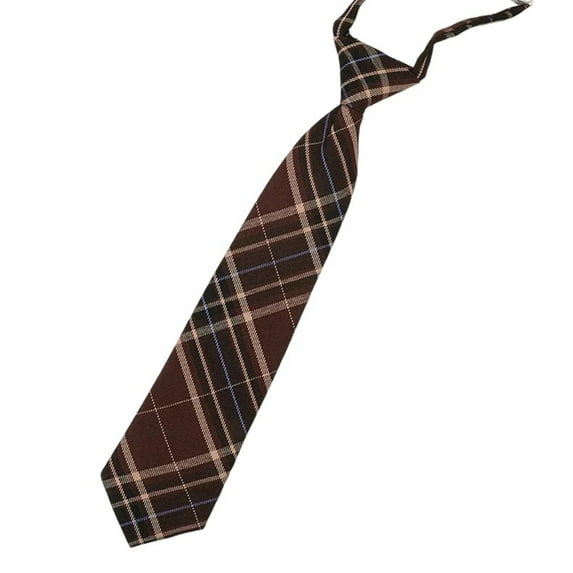 Brown Checkered Striped Pre-Tied Neck Tie Japanese College JK Uniform Bowtie