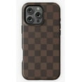 thumbnail image 1 of Brown Checkers Retro Pattern Phone Case Compatible with iPhone 11 to 16 Pro Max, 1 of 2