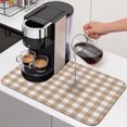 thumbnail image 1 of Brown Checks Dish Drying Mats for Kitchen Counter, Beige Rustic Gingham Plaid Abstract Modern Absorbent Coffee Bar Mat with Non-slip Rubber Backed Quick Drying Dish Rack Pad 16"x18", 1 of 9