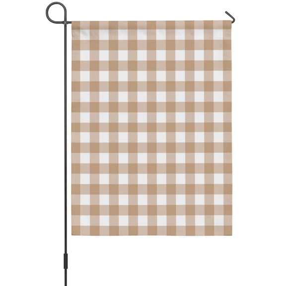 Brown Checks Garden Flag 12 x 18 Inches, Beige Rustic Gingham Plaid Abstract Modern Weather Proof Outdoor Patio Flags Double Sided Small Garden Decoration for Yard Outside Home