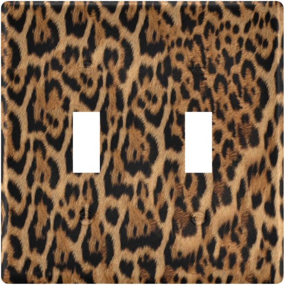 Brown Cheetah Leopard Fur Pattern Light Switch plate Cover Real Hairy Animal Skin Print 3 Gang Toggle Switch Wall Plate Decorative Outlet Covers Home Decor H4.46 xL6.37in