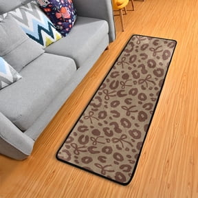 Brown Cheetah Leopard Print with Bows Long Floor Mat Runner Rug Area Rug Carpet Water Absorbent Non-Slip 72" x 24"
