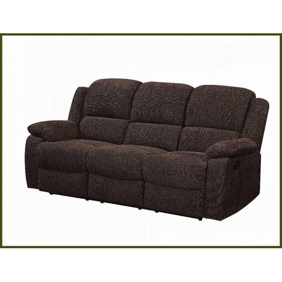 Brown Chenille Motion Reclining Sofa with Drop-Down Table Ideal for Living Room Comfort