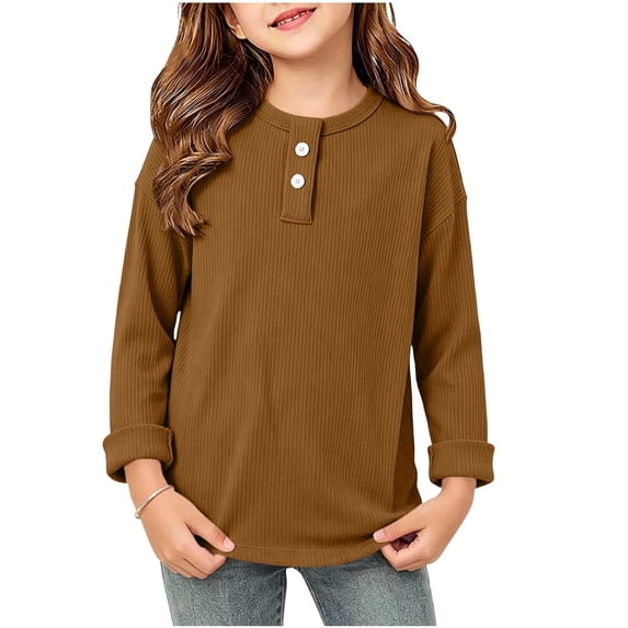 Brown Children Boy Girl Crochet Warm Striped Basic Top Loose Fit Blouse for Kid Long Sleeve Boat Neck Casual Fall Winter Shirt 2026 5 Years