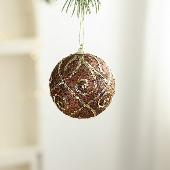 Brown Christmas Balls Ornaments 3.15 Inch Christmas Hanging Baubles Glitter Ball Ornaments for Christmas Tree, Holiday Wedding Party Centerpiece Decor