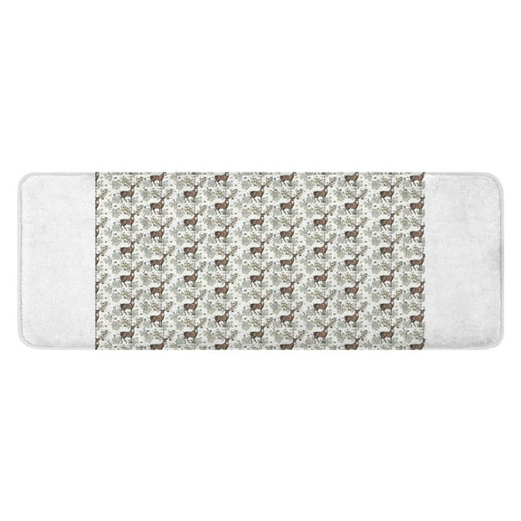 Brown Christmas Deer Pattern Kitchen Rug Mat,Kitchen Runner Rugs Non Skid Washable,Decorative Kitchen Floor Mats for Kitchen,Sink,Laundry,17"x47.2"