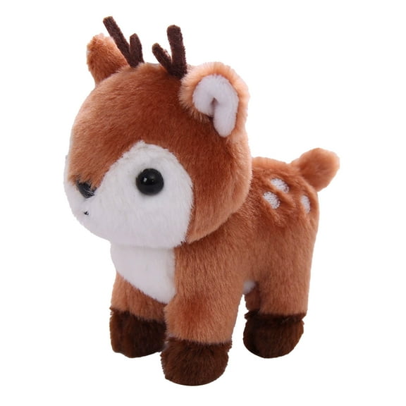 Brown Christmas Deer Plush Toy Cute Mini Deer Doll Forest Animal Stuffed Toy For Christmas Decoration Kids Birthday Gift 3.94X3.94X2.76 Inch 0.055Lb
