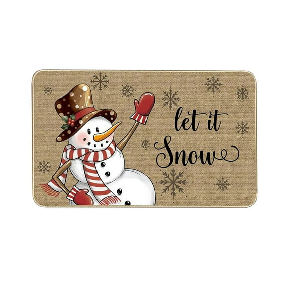 Brown Christmas Floor Mat Non-Slip Dirt Resistant Absorbent For Home Entrance Bathroom Bedroom Holiday Decor 15.75X23.62In 0.37Lb