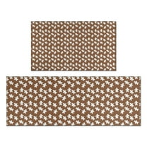 Brown Christmas Gingerbread Pattern Kitchen Rugs Sets Of 2,Anti Fatigue Kitchen Mat Rugs Non Slip Washable,Decorative Kitchen Floor Mats for Kitchen,Sink,Laundry,17"x30" 17"x47"