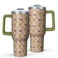thumbnail image 1 of Brown Christmas Gingerbread and Drink Pattern Tumbler with Handle and Lid,40oz Double Wall Vacuum Insulated Tumbler,Cups Gift for Women and Men, 1 of 7