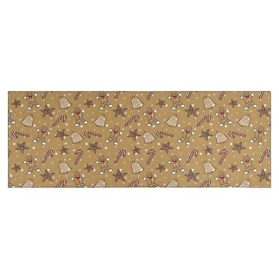 Brown Christmas Pattern Kitchen Rug Mat,Kitchen Runner Rugs Non Skid Washable,Decorative Kitchen Floor Mats for Kitchen,Sink,Laundry,17"X47"