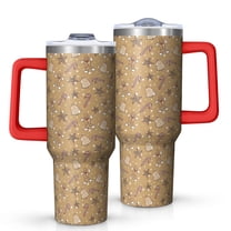 Brown Christmas Pattern Tumbler with Handle and Lid,40oz Double Wall Vacuum Insulated Tumbler,Cups Gift for Women and Men