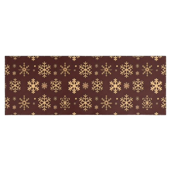 Brown Christmas Snowflake Pattern Kitchen Rug Mat,Kitchen Runner Rugs Non Skid Washable,Decorative Kitchen Floor Mats for Kitchen,Sink,Laundry,17"X47"