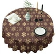 thumbnail image 1 of Brown Christmas Snowflake Pattern Round Tablecloth 60"x60",Wrinkle Wipeable Table Cloth for Kitchen Dining Room Picnic Patio Party, 1 of 6