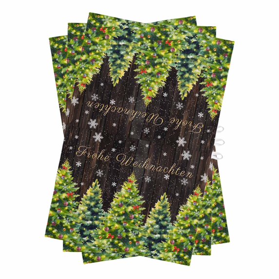 Brown Christmas Tree Kitchen Towels Set of 3, Water Absorbent Dish Towel, Xmas Trees Snowflake Winter Wood Decorative Hand Towels - Quick Drying Cloth for Cooking Baking, 18x28 Inch