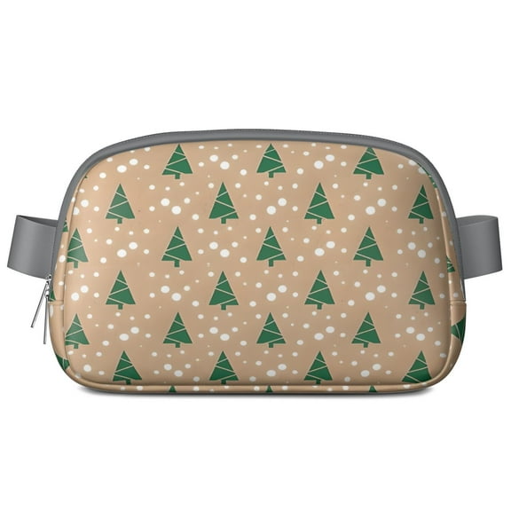 Brown Christmas Tree Pattern Cute Fanny Packs for Women,Travel Waterproof Crossbody Fanny Bags Waist Purse for Women Anti Theft Adjustable Strap for Running Travel Cycling